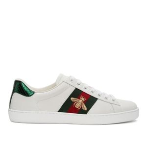 Mens Gucci White Bee Ace Tennis Shoes
